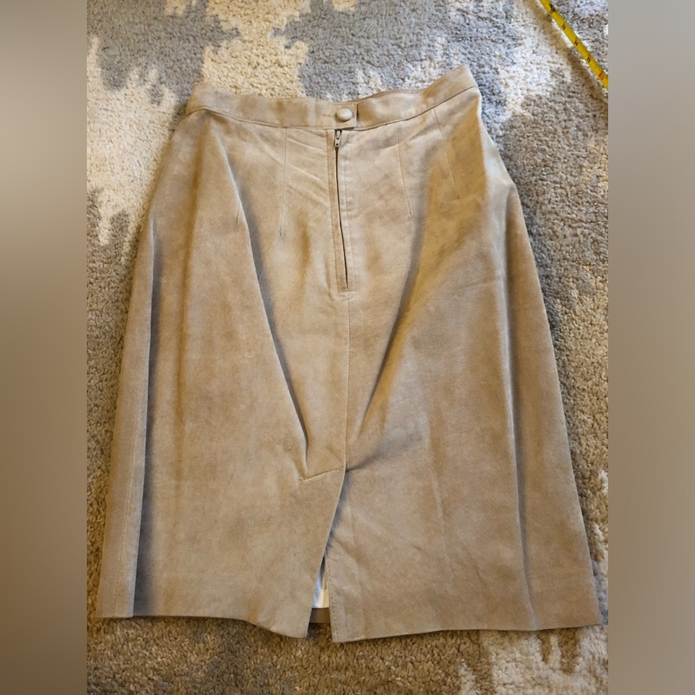 Erez Levy Saks Fifth Avenue Beige Suede Learher Skirt And Top Set Sz 4 Vintage! - Picture 15 of 16